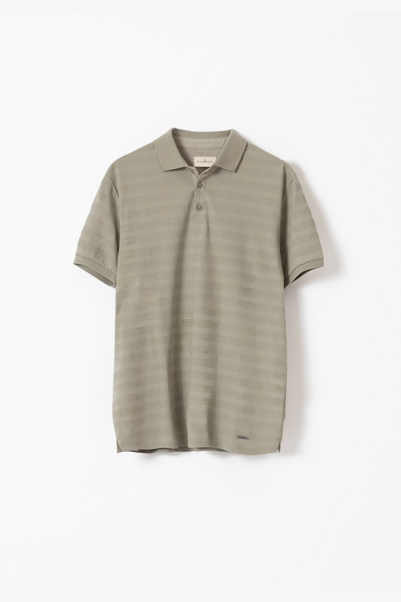 PuroEGO Polo em algod&atilde;o dobby liquen Verde
