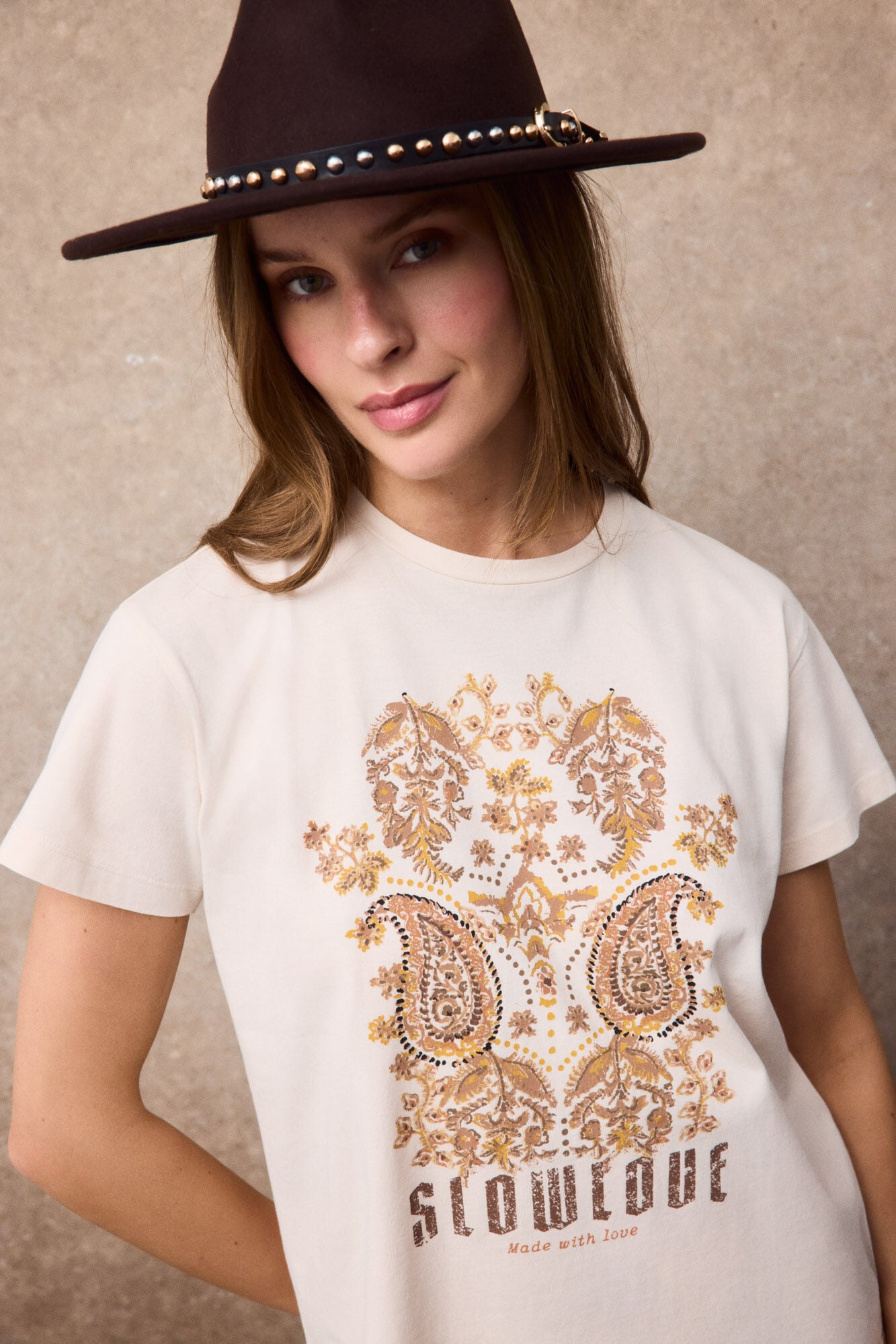 Slowlove Camiseta floral SlowLove Marfil
