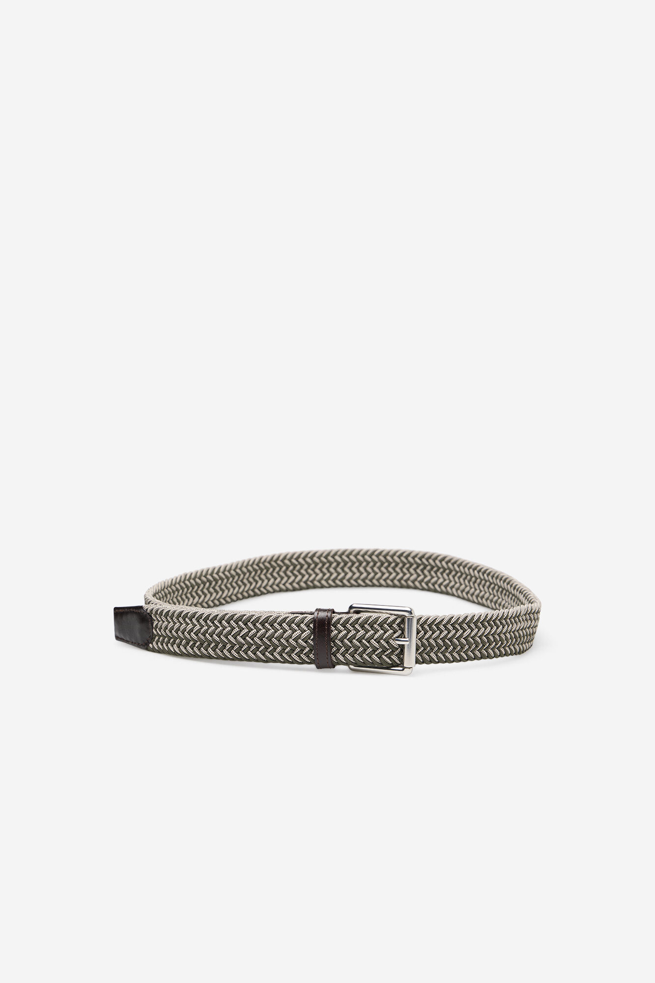 Cortefiel Elastic braided belt Kaki