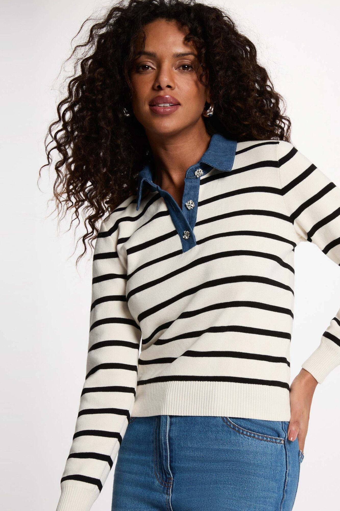 Morgan Camisola de riscas com gola alta