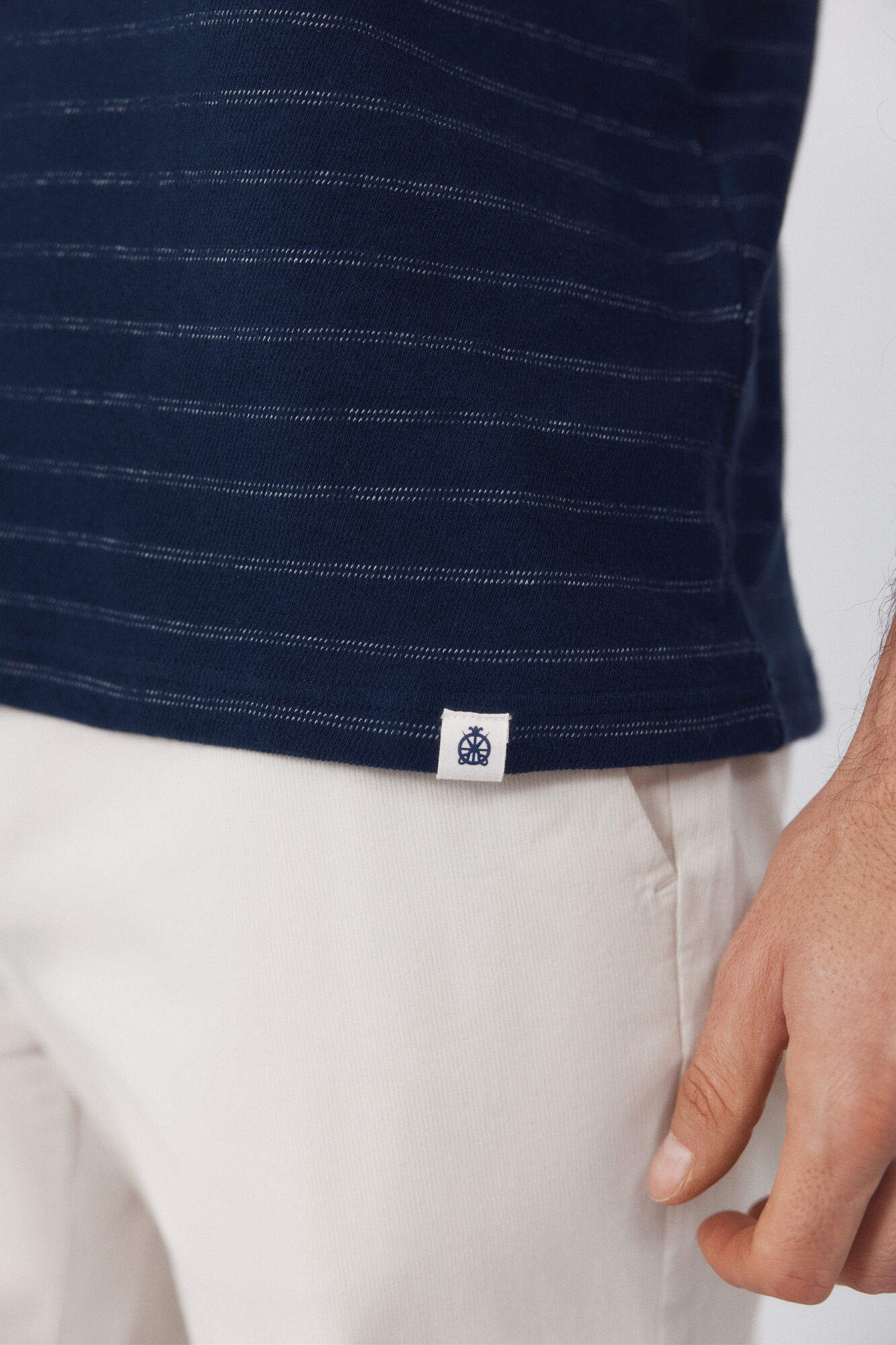 Cortefiel Striped structure polo shirt Navy