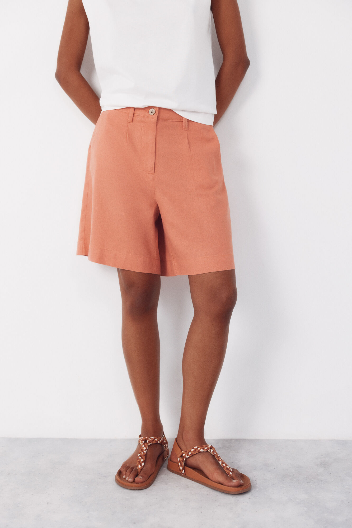 Cortefiel Plain linen bermuda shorts