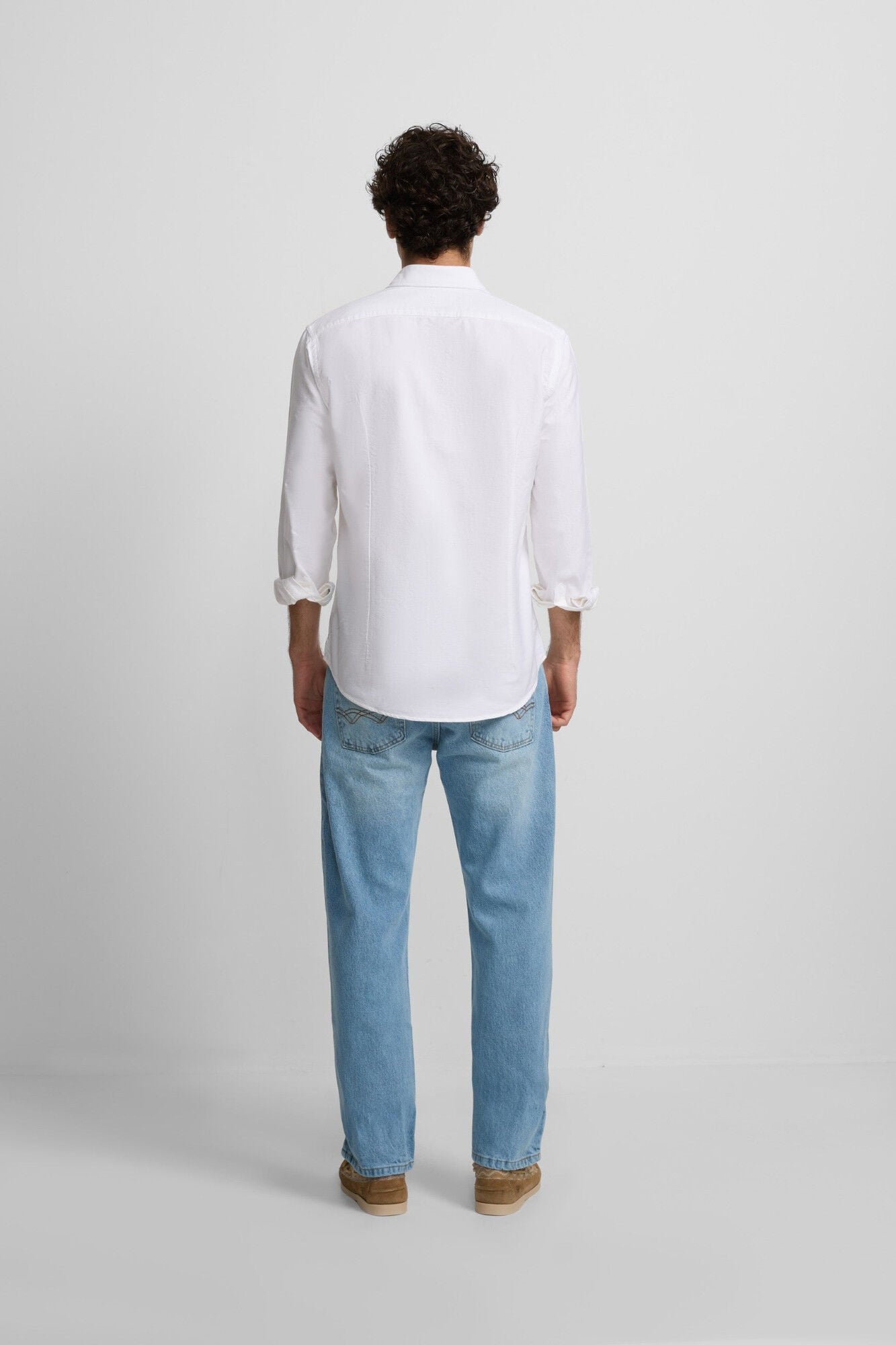 Silbon Camisa esportiva Oxford com corte franzido Branco