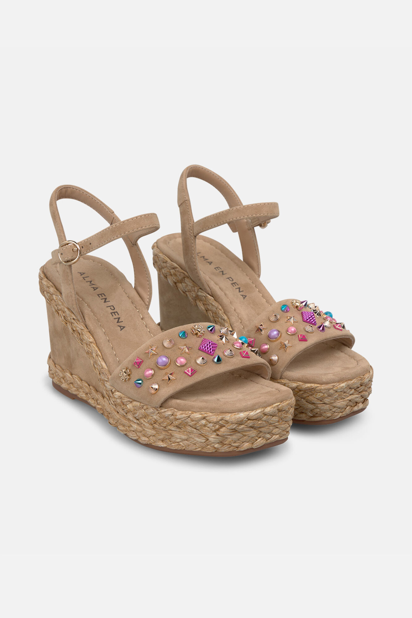 Alma en Pena Jute espadrille with front gemstones