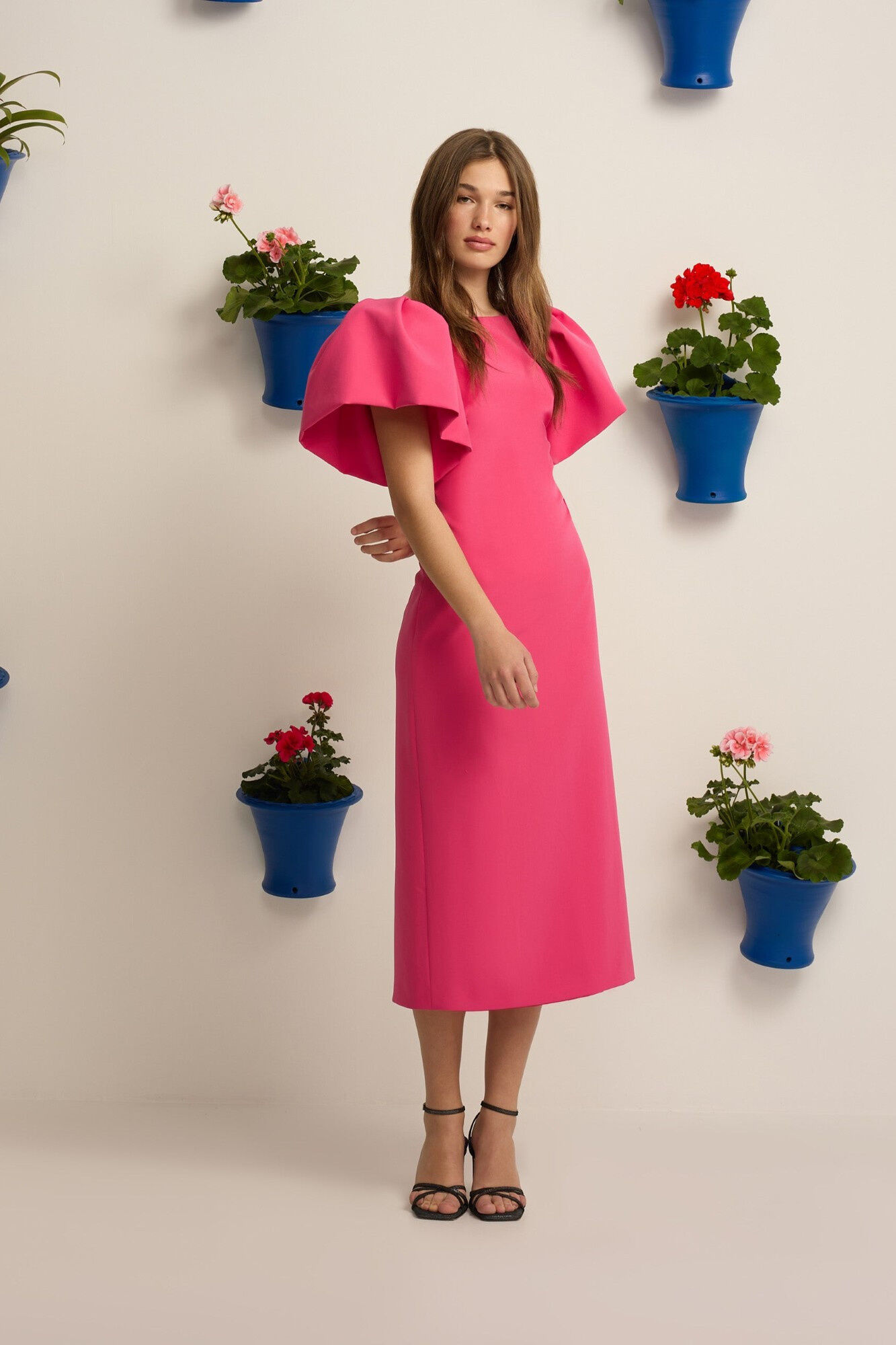 Silbon Event Collection midi puffed sleeve dress