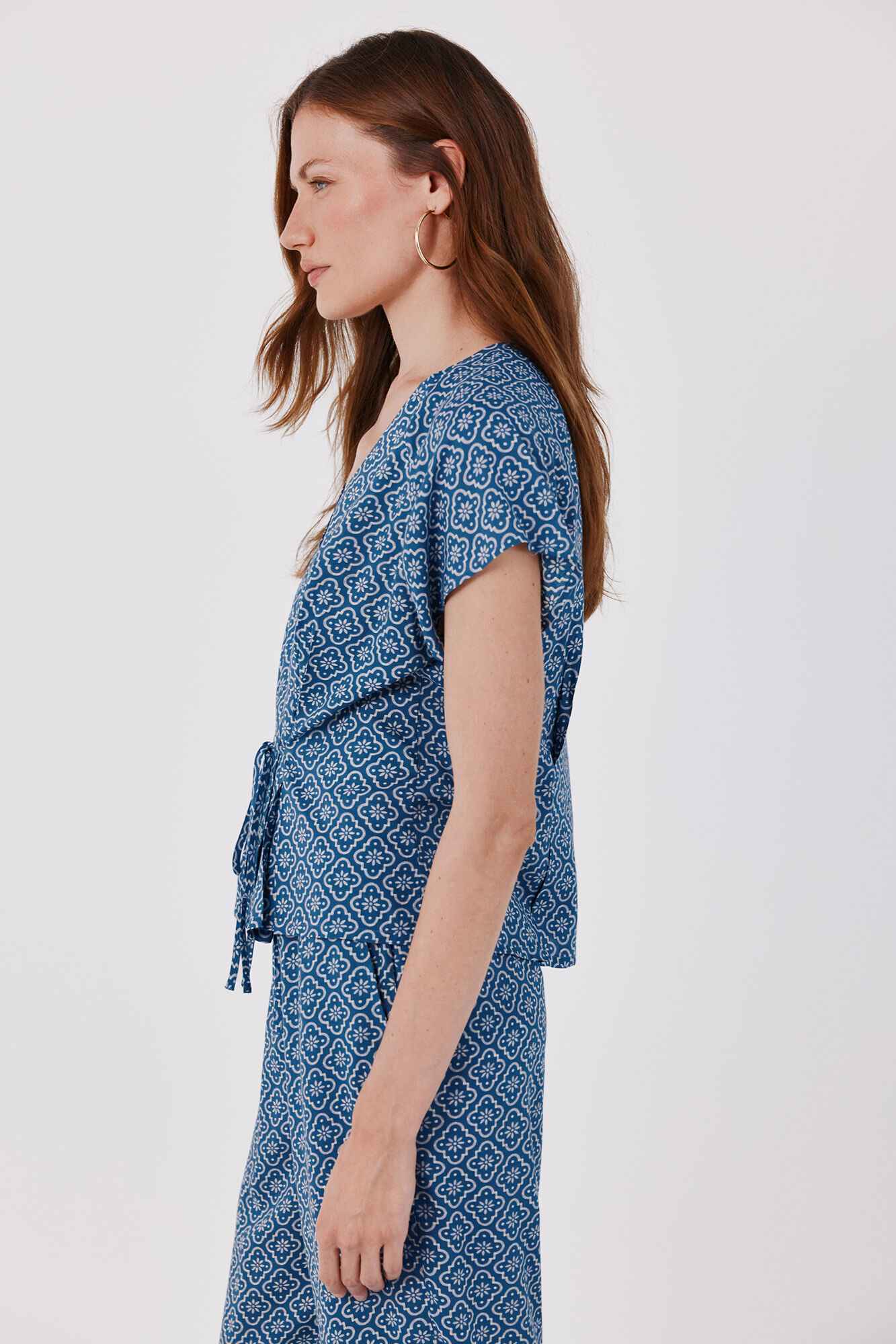 Cortefiel Printed blouse Printed blue