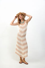 Slowlove Vestido punto bicolor Printed white