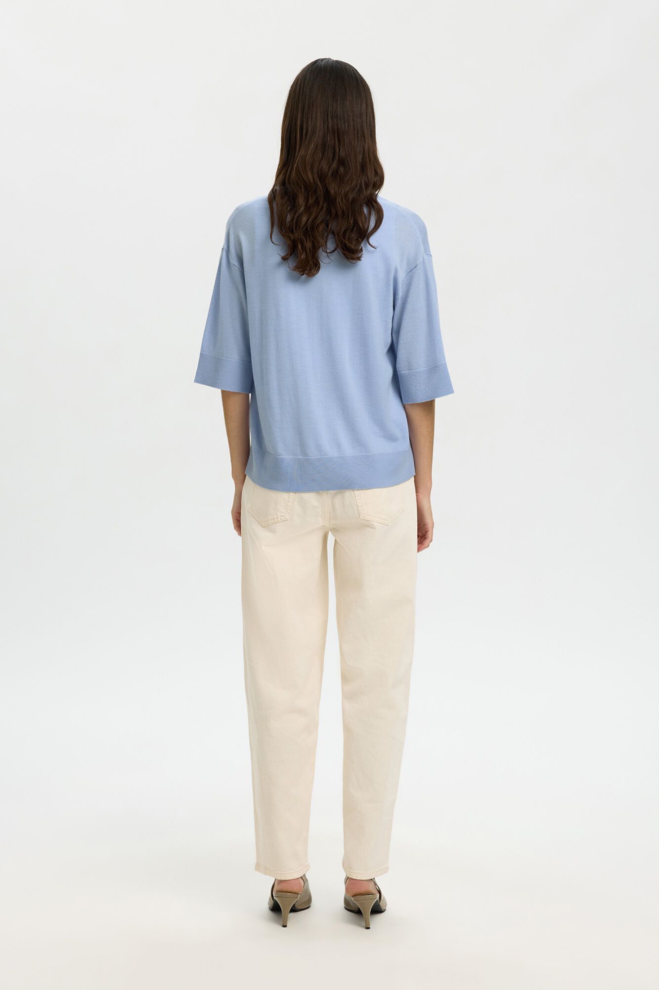 Selected Camisola fina de manga curta Azul