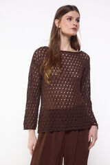 Slowlove Camisola de malha rendada Castanho