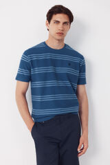 Cortefiel Striped structure T-shirt Blue