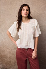 Slowlove Blusa detalles encaje Marfil