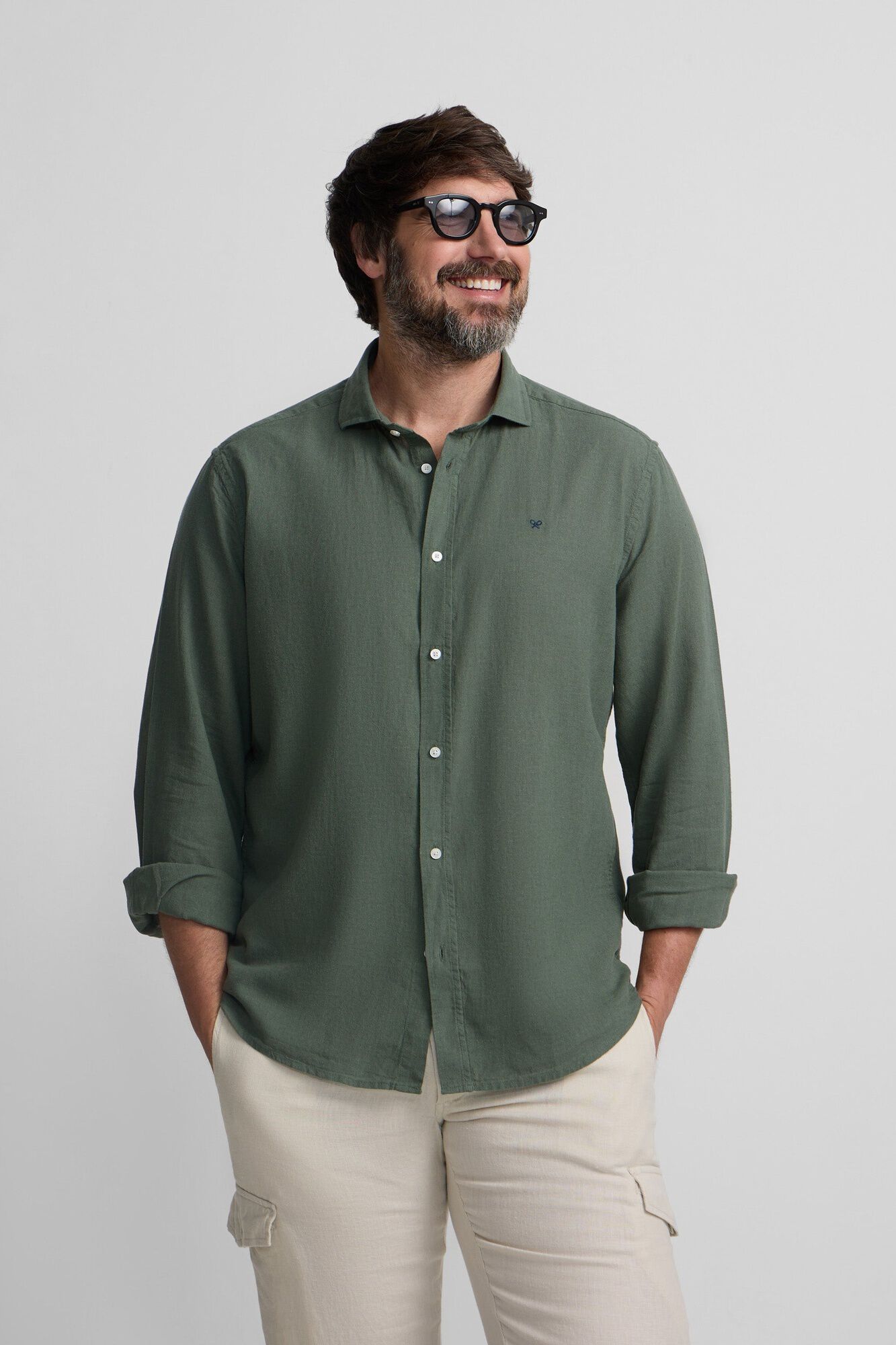 Silbon Camisa sport em linho Verde