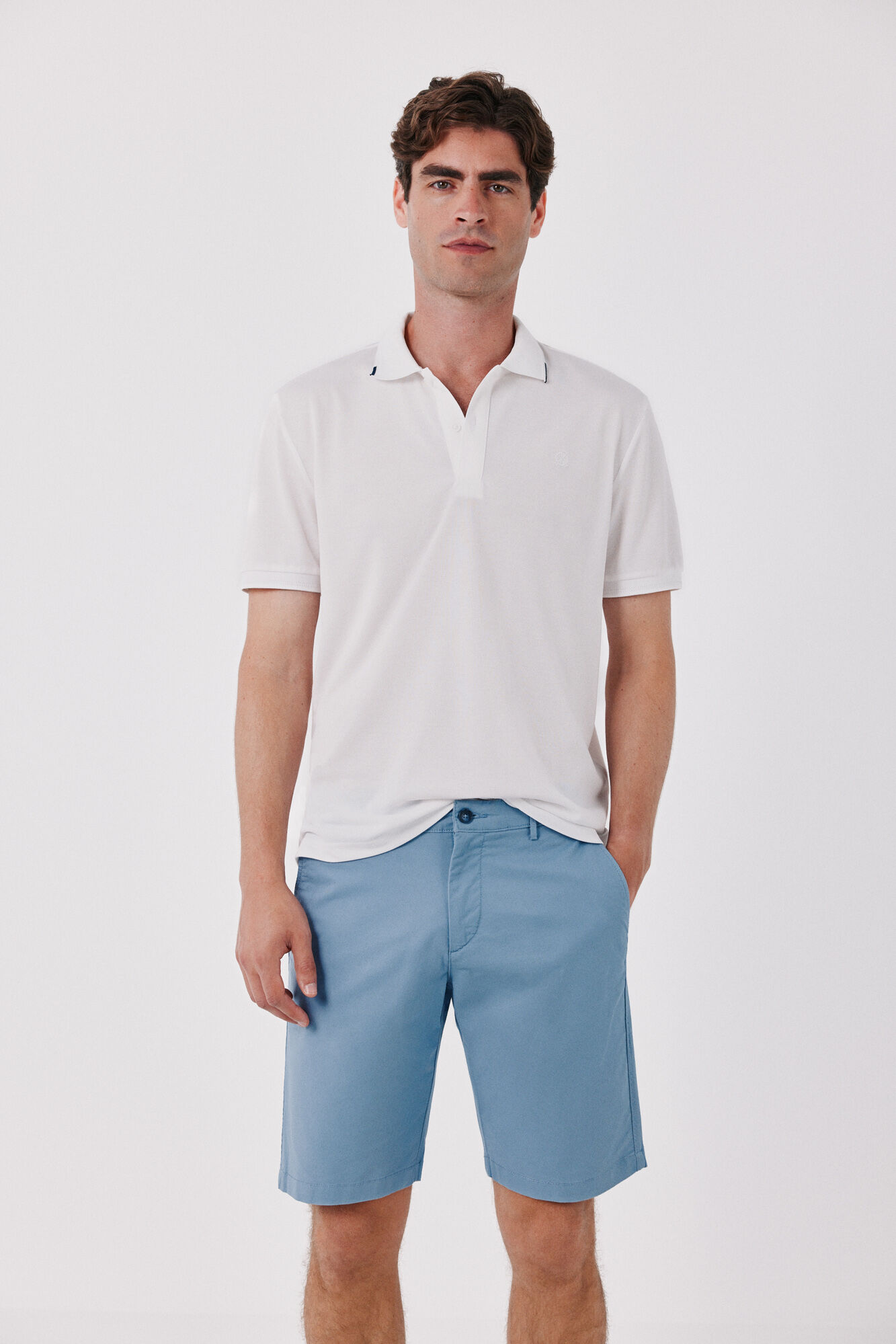 Cortefiel Basic regular Bermuda shorts Blue