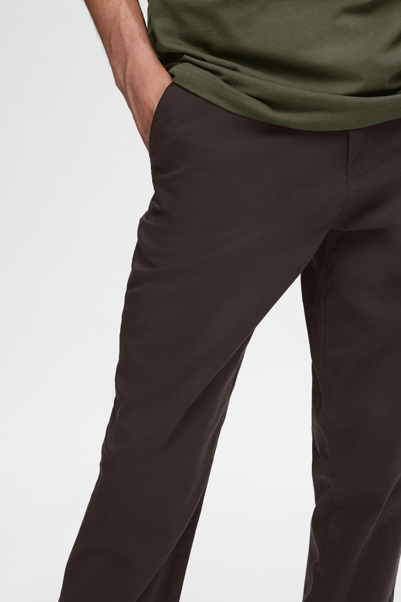 Selected Cal&ccedil;as chino para homem slim fit Castanho