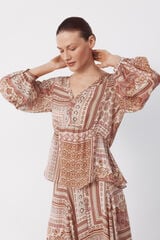 Cortefiel Printed blouse Brown