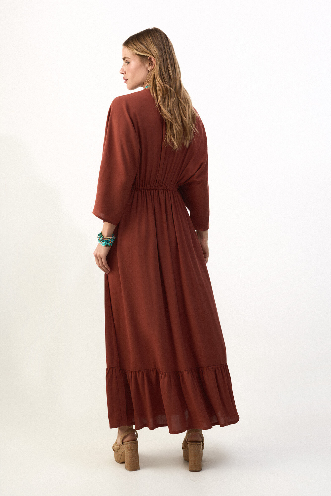 Slowlove Vestido estampado combinado Brown