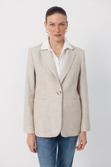 Cortefiel Textured fabric blazer Nude