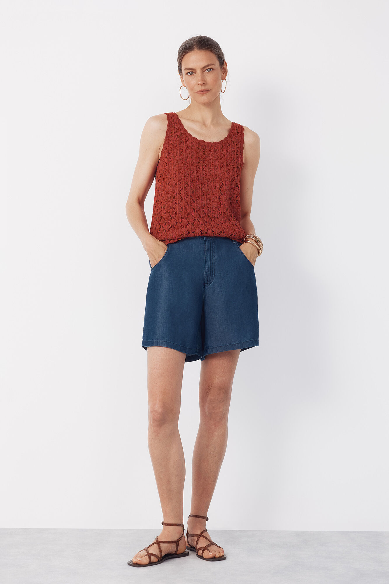 Cortefiel Rustic top structure Red