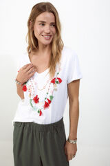 Slowlove Camiseta collar abalorios Blanco