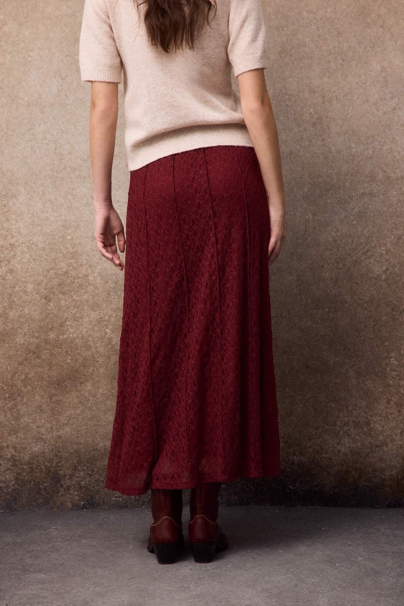 Slowlove Saia de renda de tule Laranja