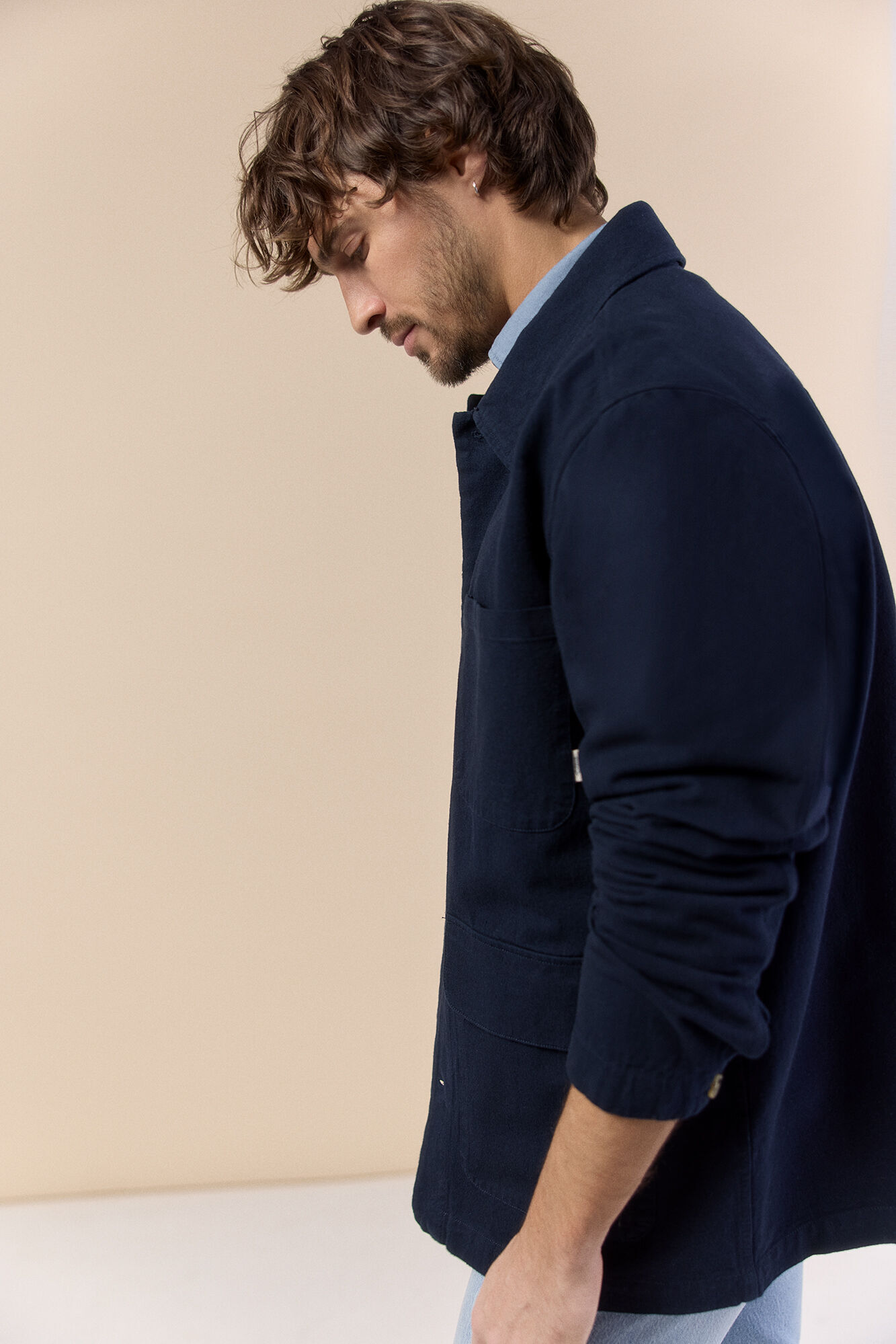 OOTO Cotton linen overshirt Navy