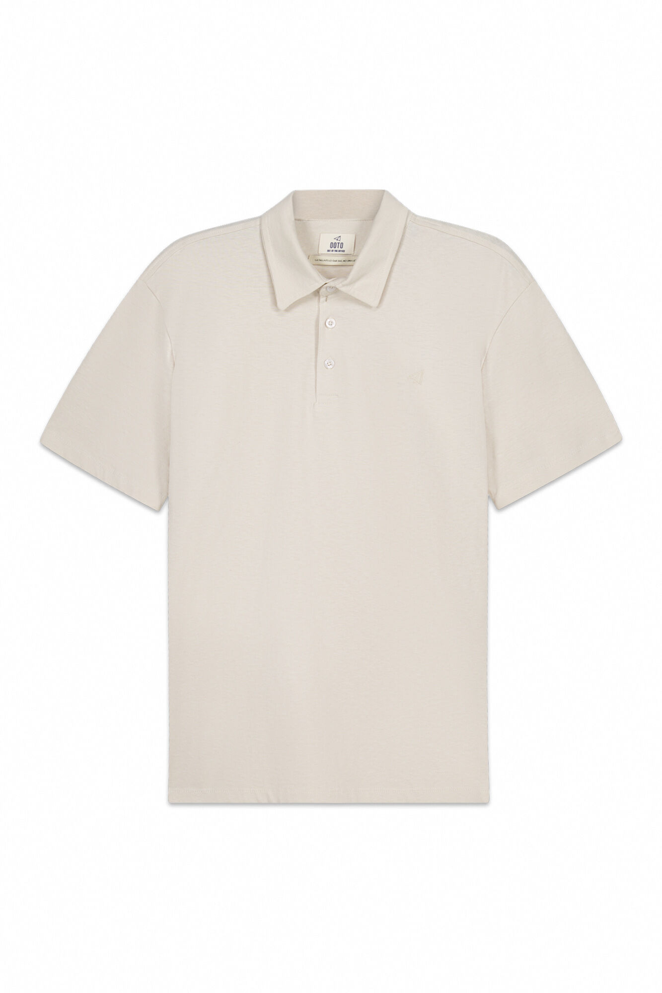 OOTO Cotton linen embroidered plane polo shirt