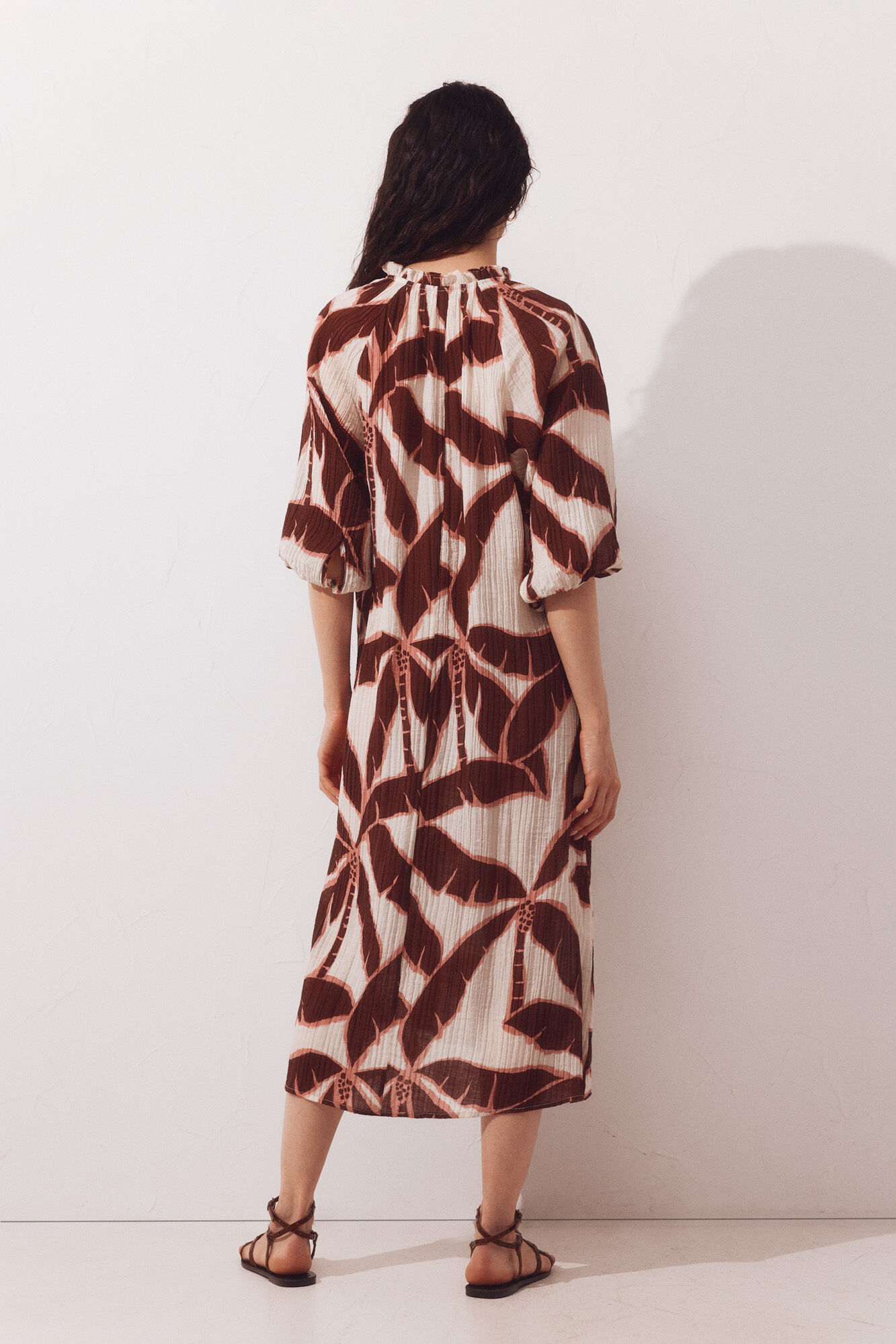 Cortefiel Wide printed kaftan Printed red