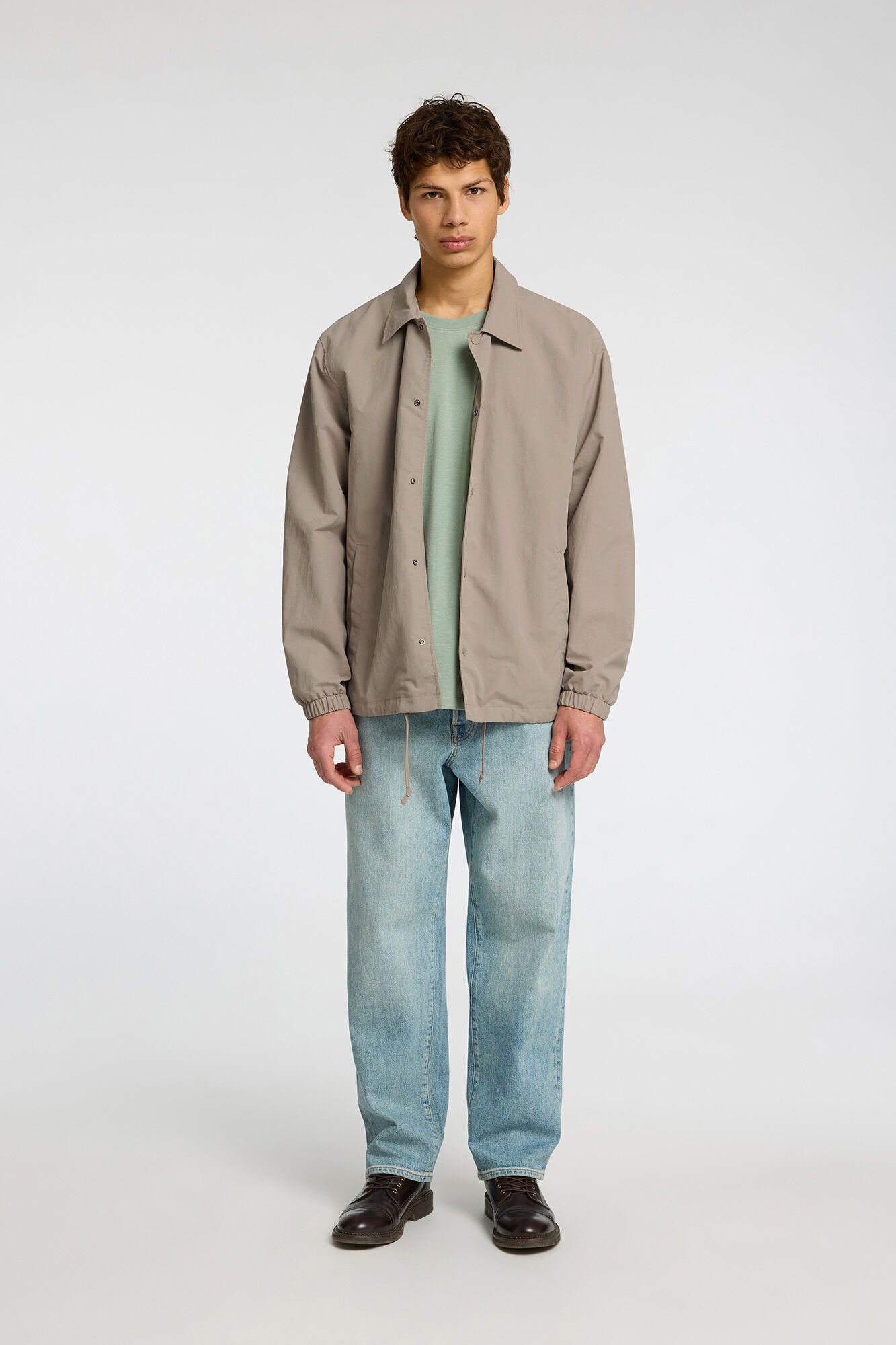 Selected Short jacket with neck made from recycled materials Beige