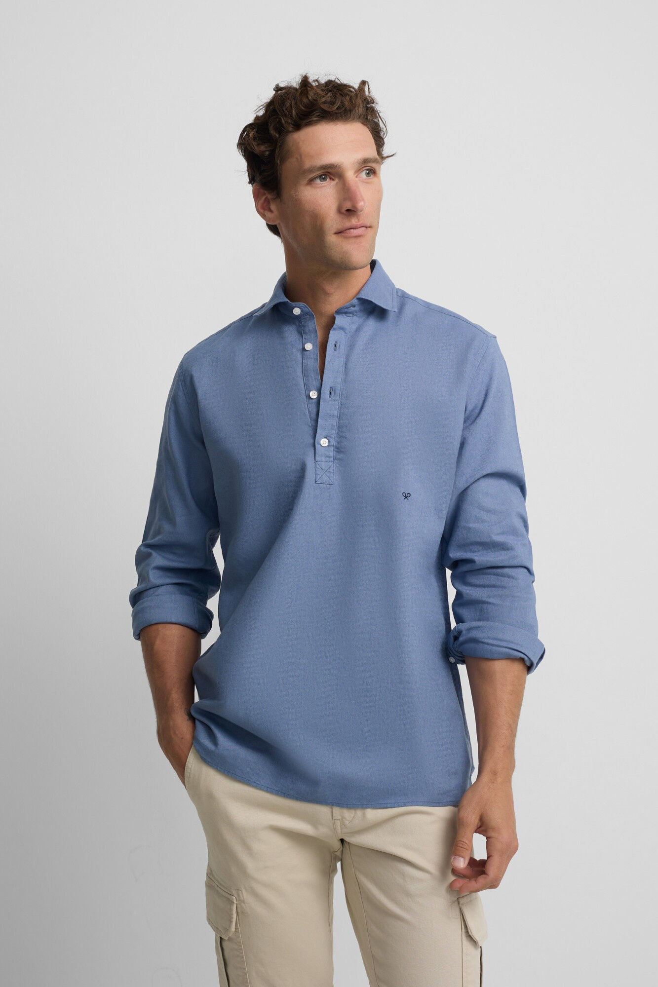 Silbon T-shirt desportiva em linho Azul