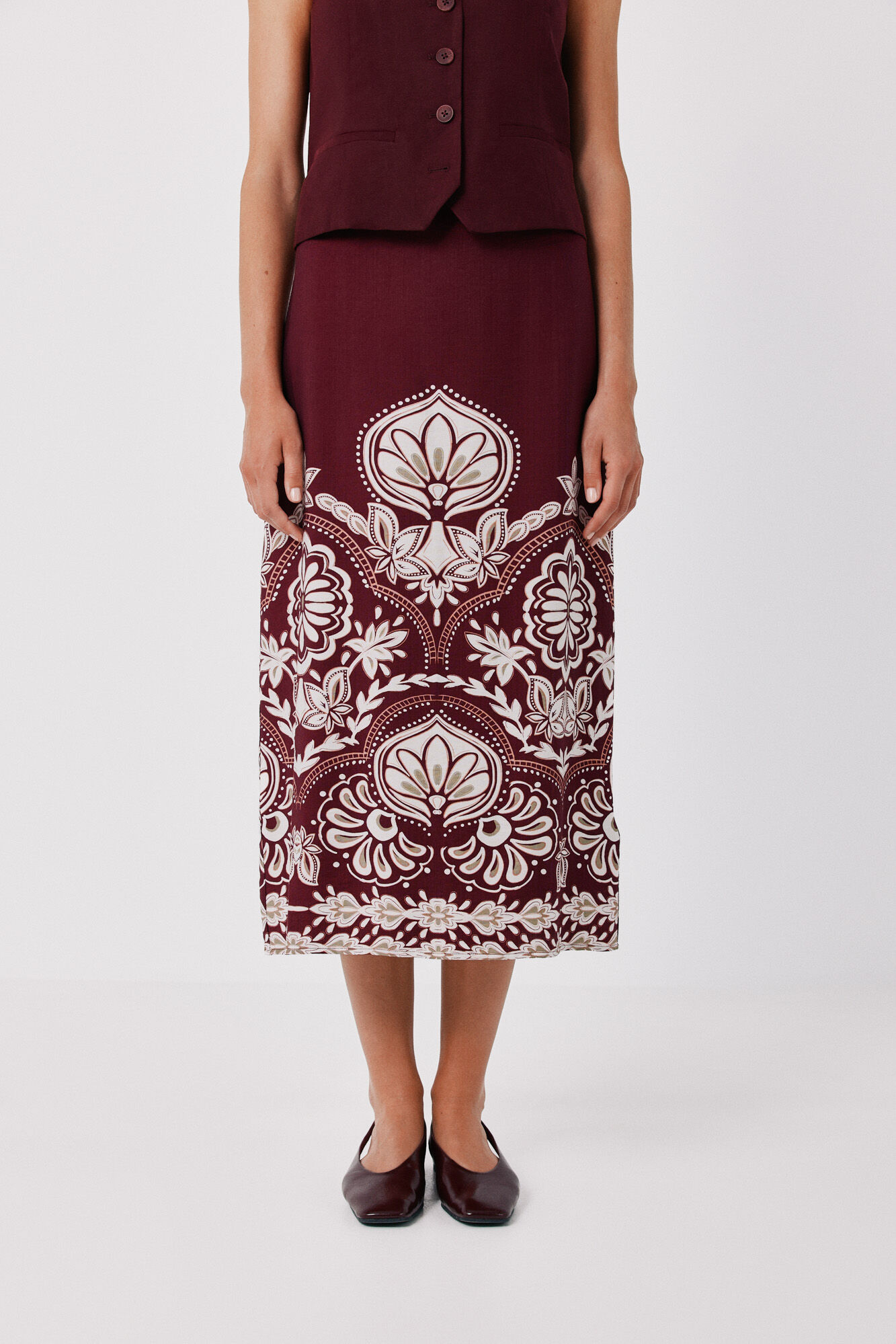Cortefiel Printed straight skirt