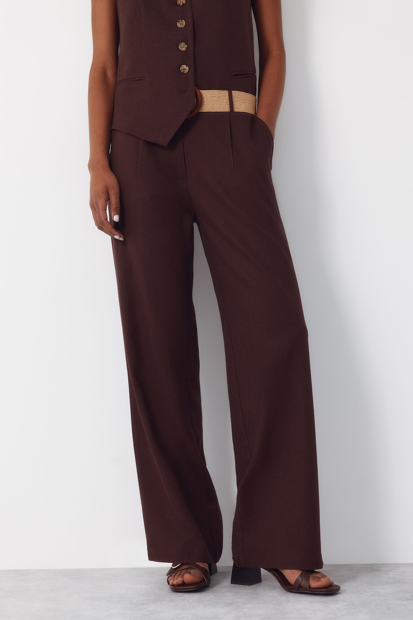 Cortefiel Pantal&oacute;n ancho con lino