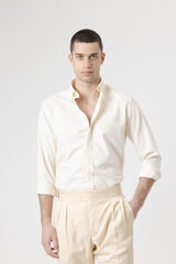 PuroEGO Camisa casual em algod&atilde;o oxford Castanho