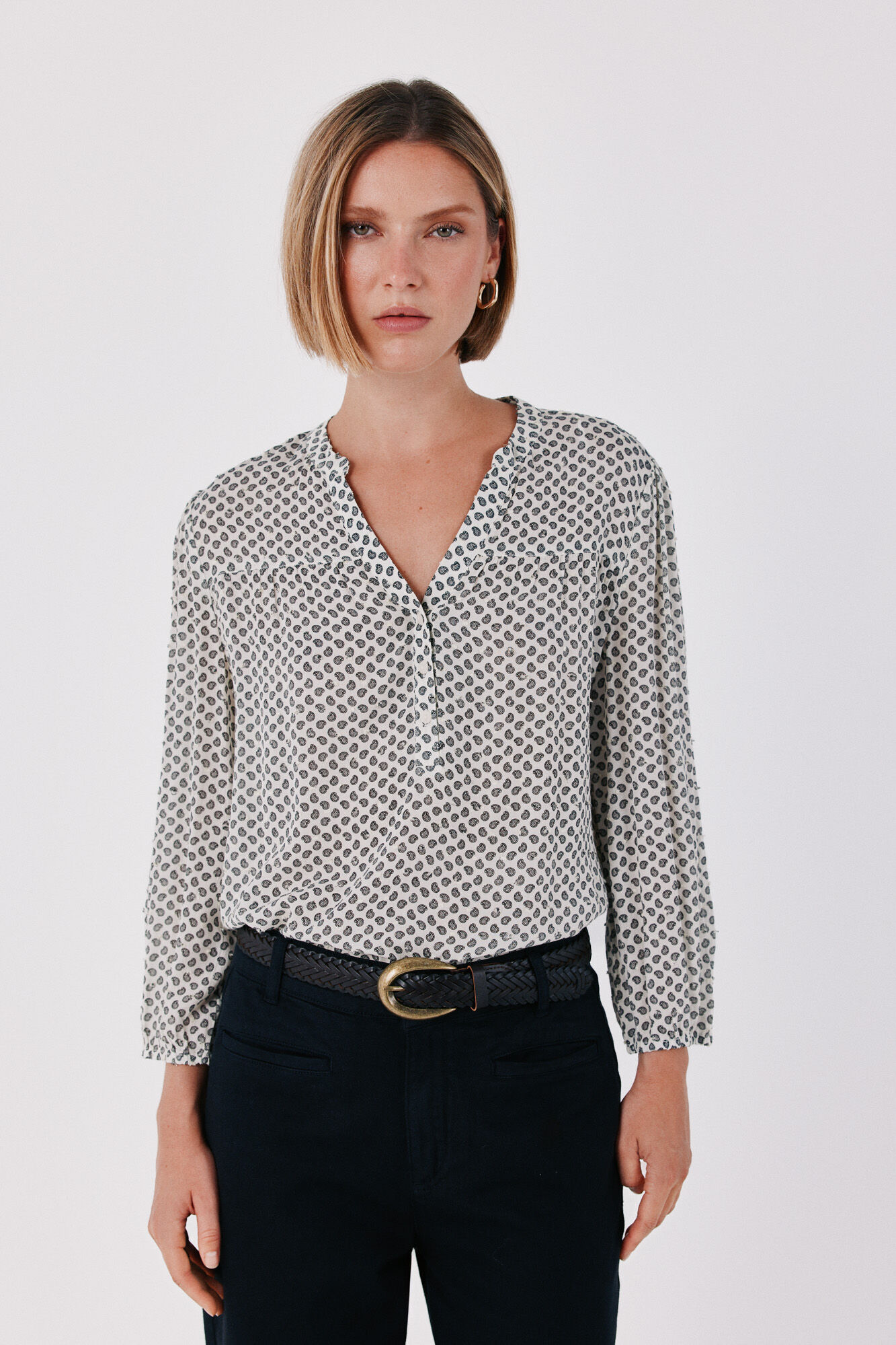 Cortefiel Printed fluid blouse