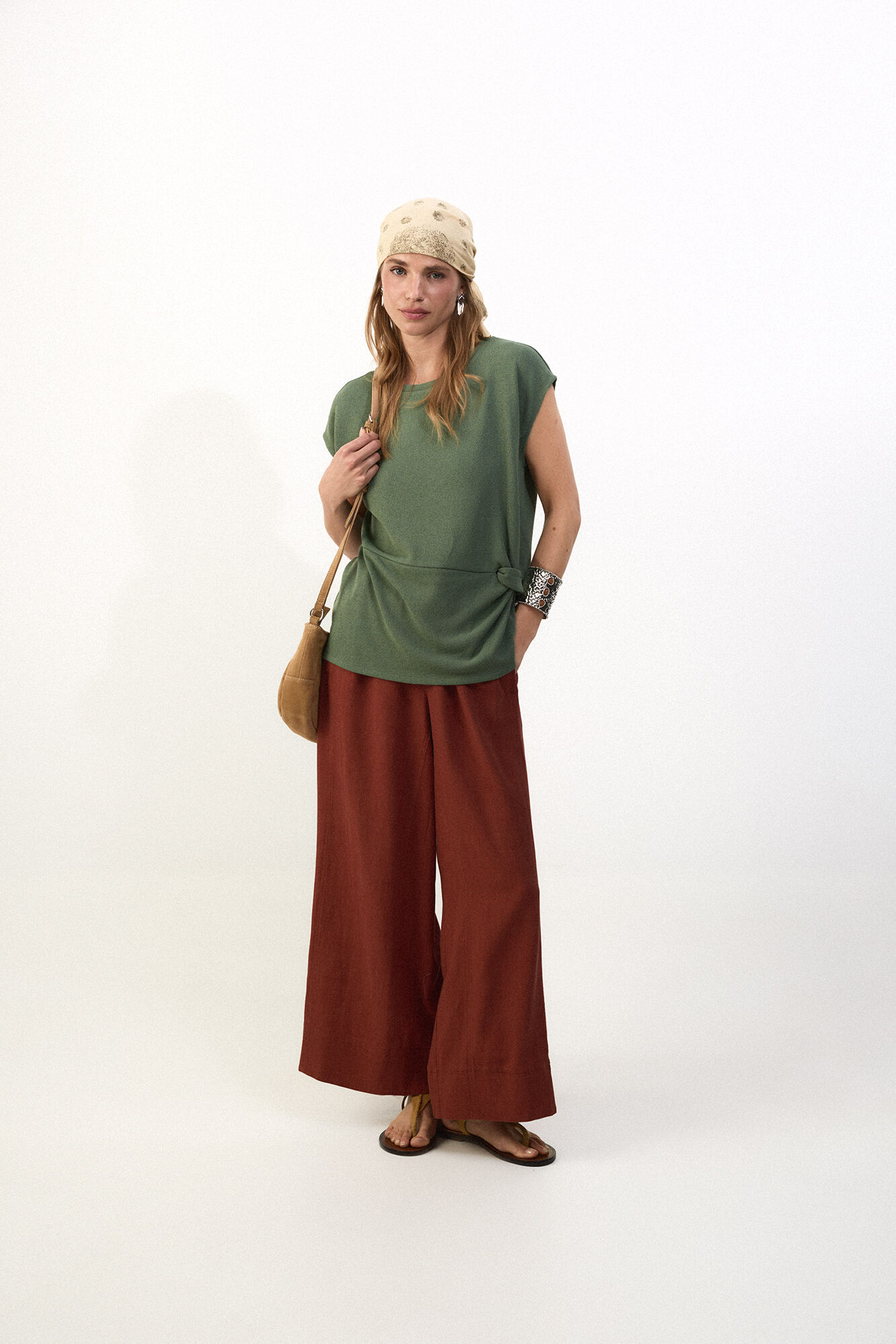 Slowlove Top estructura nudo Verde