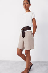 Cortefiel Plain linen bermuda shorts Beige