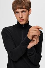 Selected 100% cotton stockings zip fastening jumper . Black