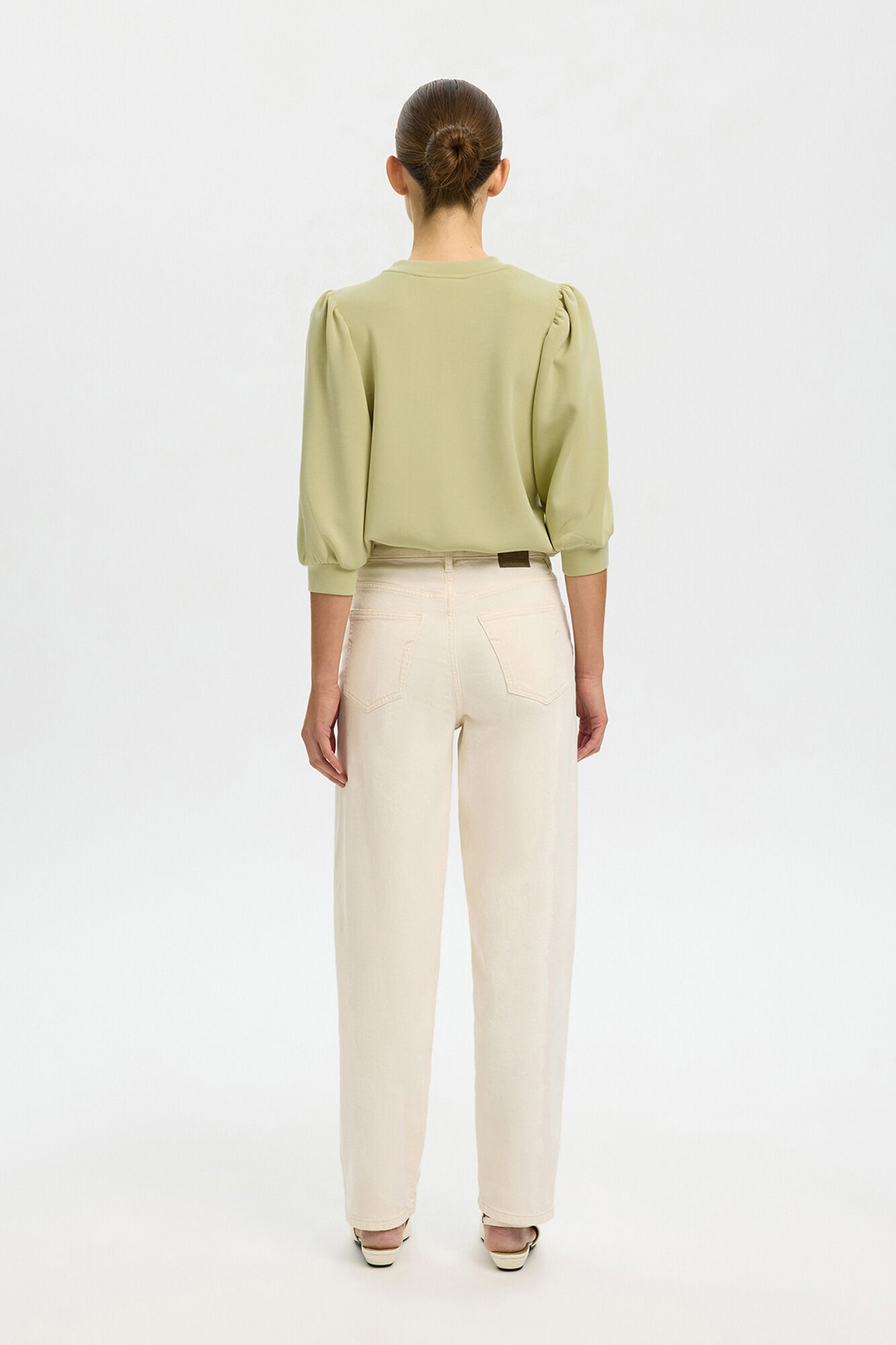 Selected Puffed sleeve top Green