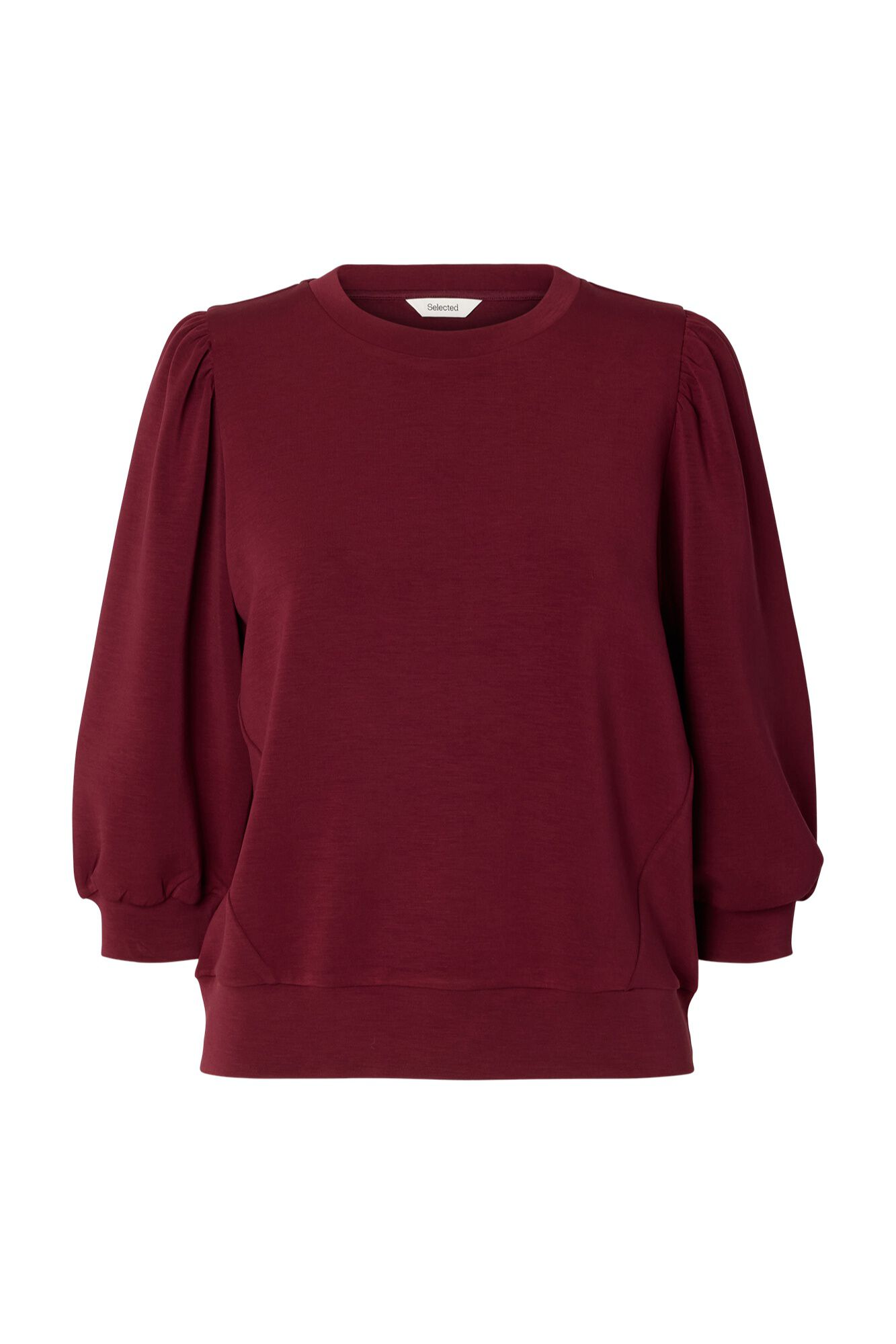 Selected Puffed sleeve top Maroon