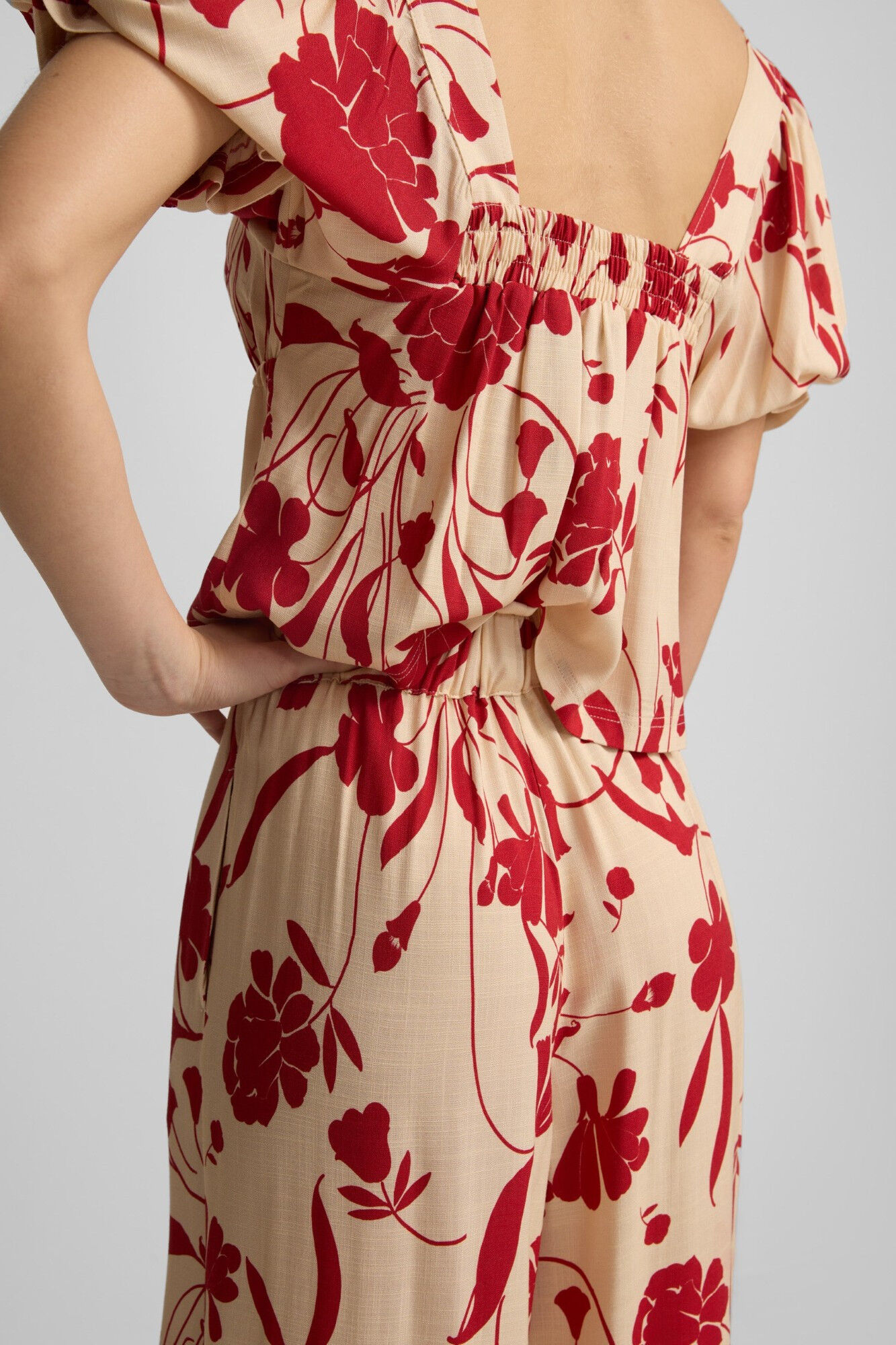 Silbon Floral print palazzo pants Red