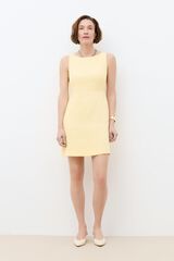 Caroll Vestido curto Rsoline 100% linho Amarelo