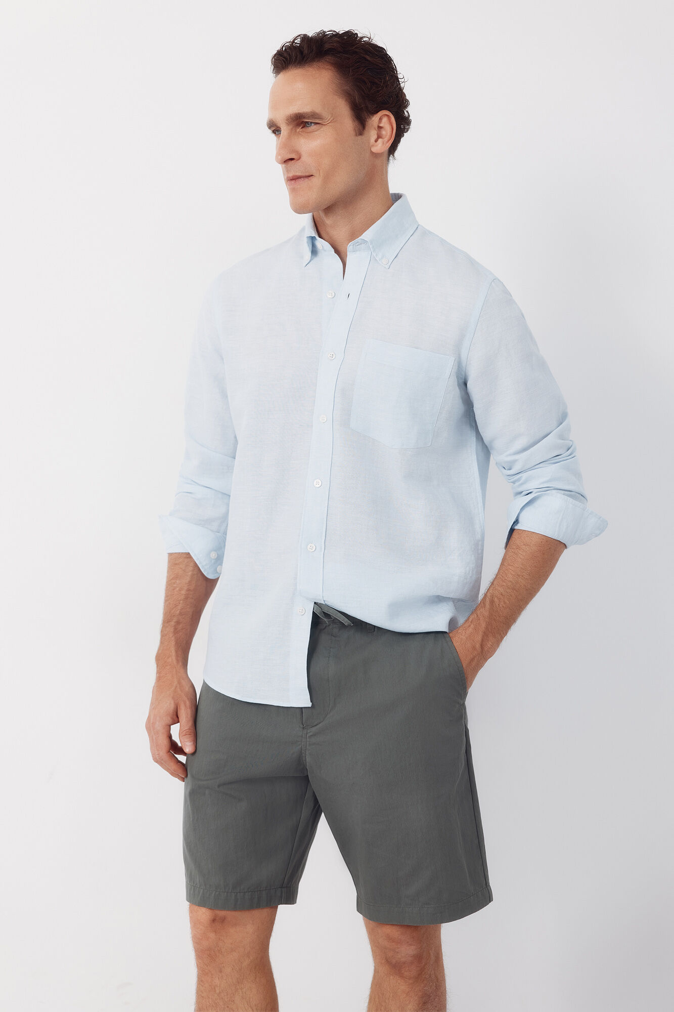 Cortefiel Lightweight regular Bermuda shorts Kaki