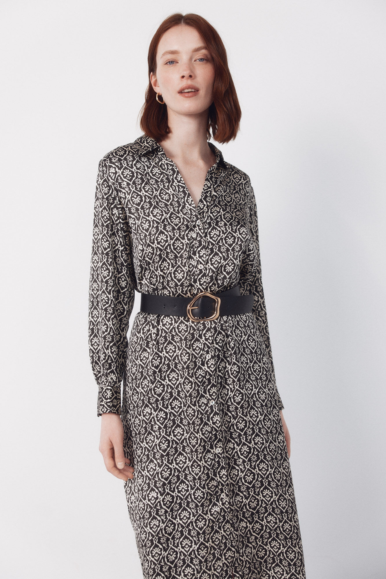 Cortefiel Satin shirt dress