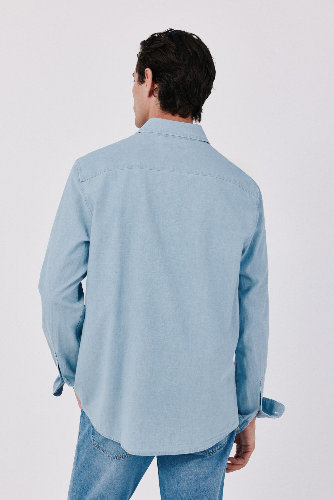 Cortefiel Chambray utility shirt Blue