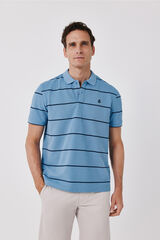 Cortefiel Striped piqu&eacute; polo shirt Blue