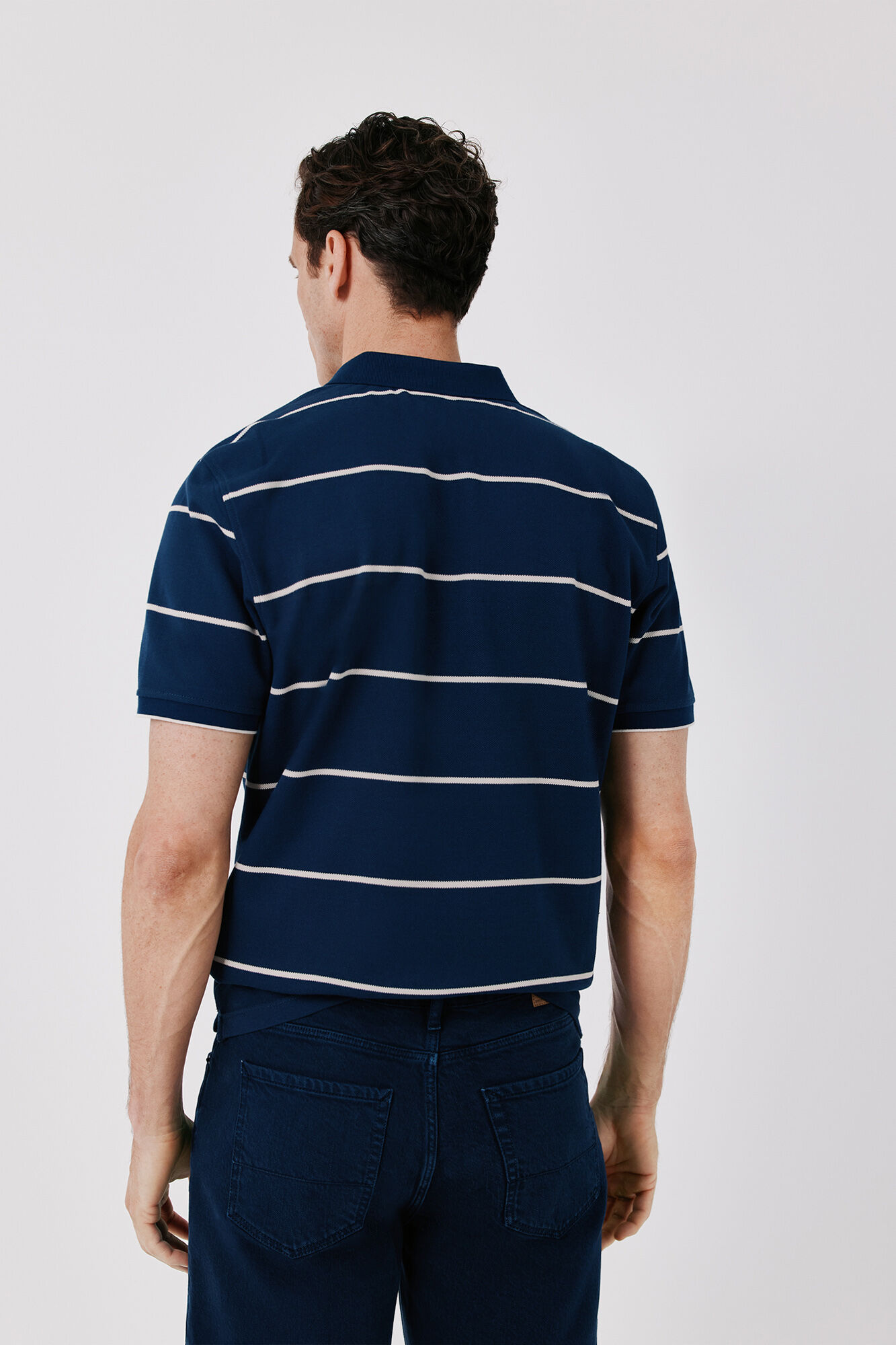 Cortefiel Polo piqu&eacute; de rayas Azul marino