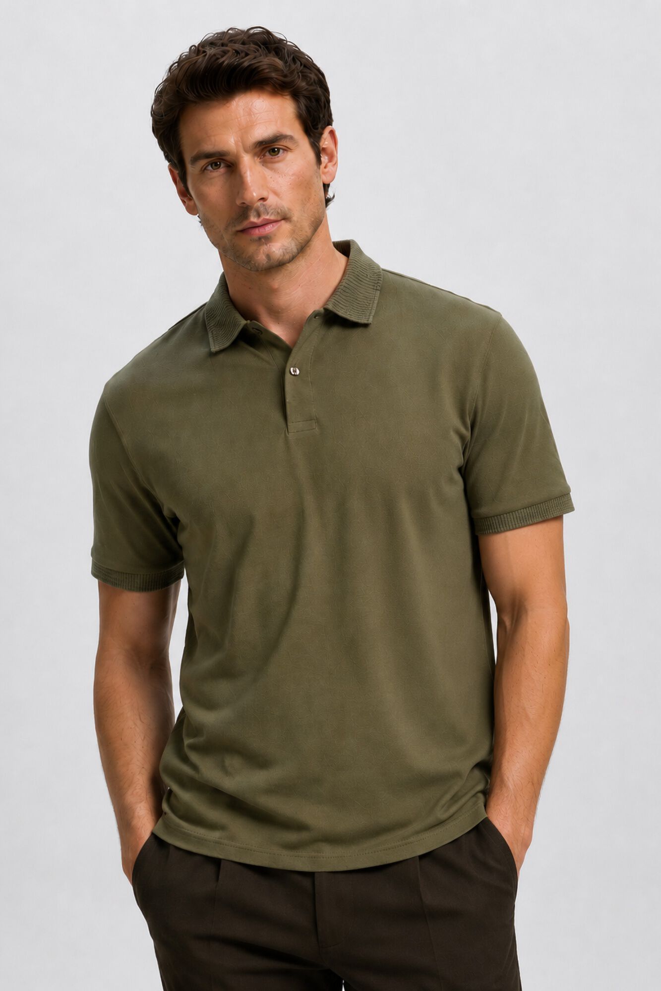 Selected Piqu&eacute; basic polo shirt Green