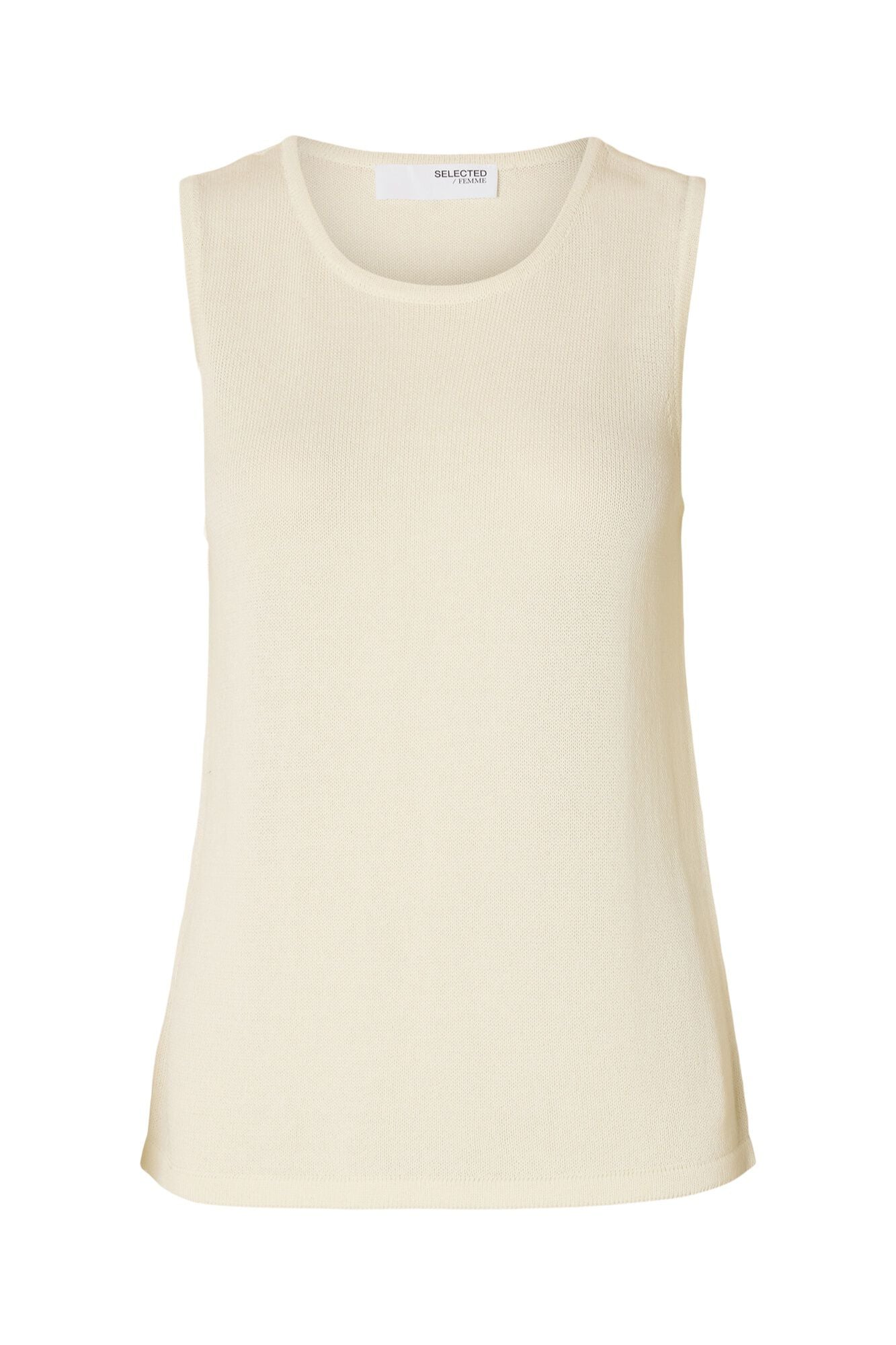 Selected Sleeveless jersey-knit top Beige