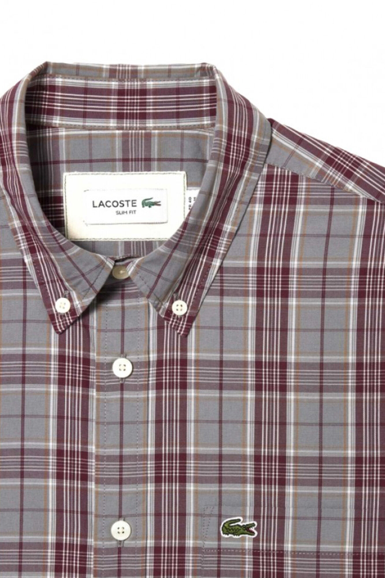 Lacoste Camisa el&aacute;stica con estampado de cuadros para hombre