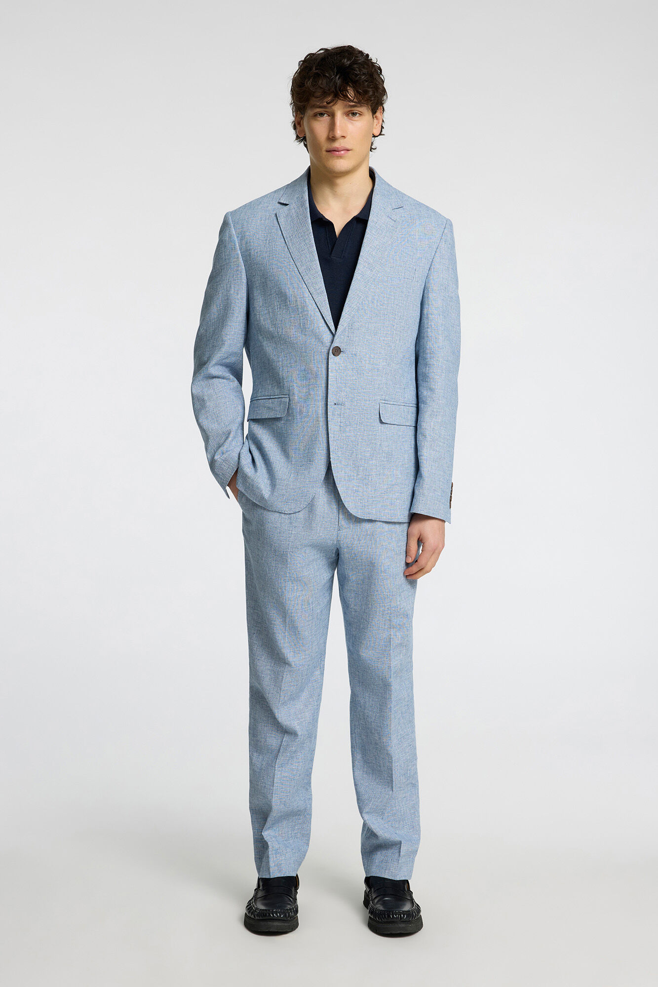 Selected Casaco de linho com aba Azul