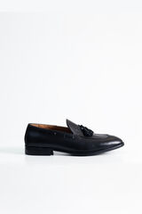 PuroEGO Mocassim em pele com borlas Preto
